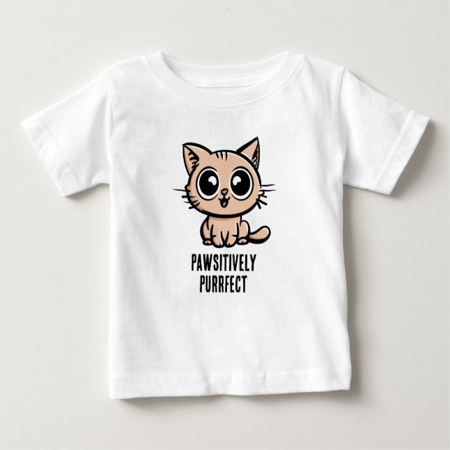 Pawsitive Purrect, vacker Manga Kitten T Shirt (Framsida)