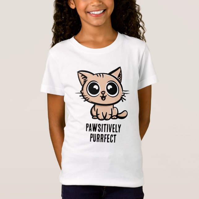 Pawsitive Purrect, vacker Manga Kitten T Shirt (Framsida)