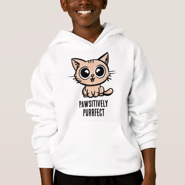 Pawsitive Purrect, vacker Manga Kitten T Shirt (Framsida)