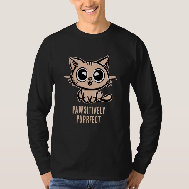 Pawsitive Purrect, vacker Manga Kitten T Shirt (Framsida)
