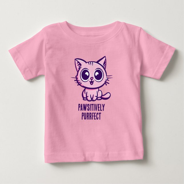 Pawsitive Purrect, vacker Manga Kitten T Shirt (Framsida)