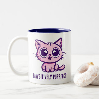 Pawsitive Purrect, vacker Manga Kitten Två-Tonad Mugg