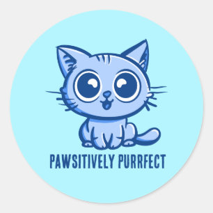 Pawsitive Purrect, Vackert manga Kitten Runt Klistermärke