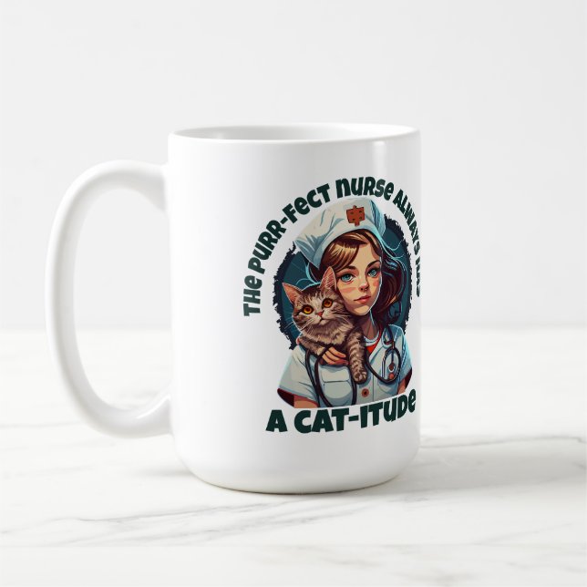 Pawsitive Purrfect Cat Nurse Kaffemugg (Vänster)