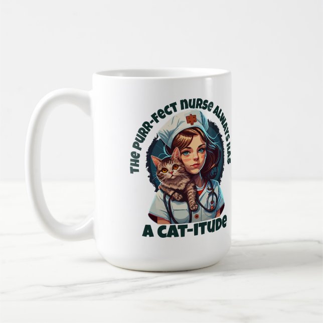 Pawsitive Purrfect Cat Nurse Kaffemugg (Vänster)