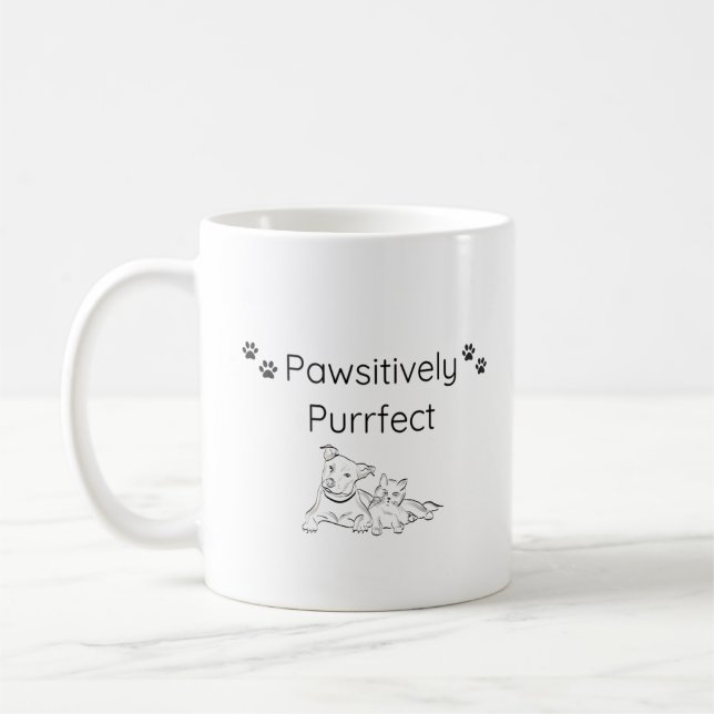 Pawsitive Purrfect Mugg för hund- och kattälskare (Vänster)