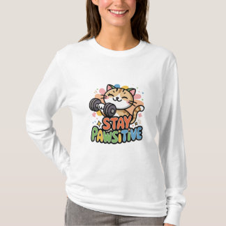 Pawsitive Vibes: A Cute Cat Workout T Shirt
