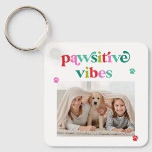Pawsitive Vibes Djurälskare Photo Keychain Nyckelring