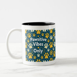 Pawsitive Vibes Only Dog Paw Print Coffee Mug  Två-Tonad Mugg