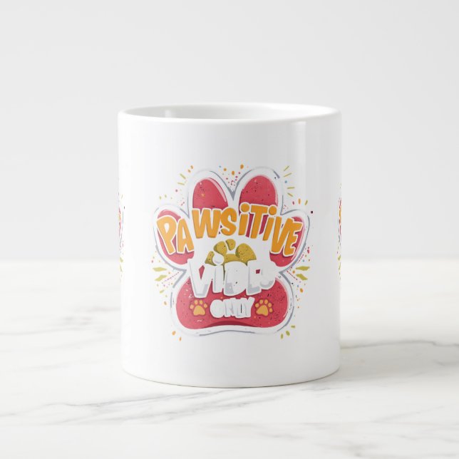 Pawsitive Vibes Only Paw Print Mug Jumbo Mugg (Framsidan)