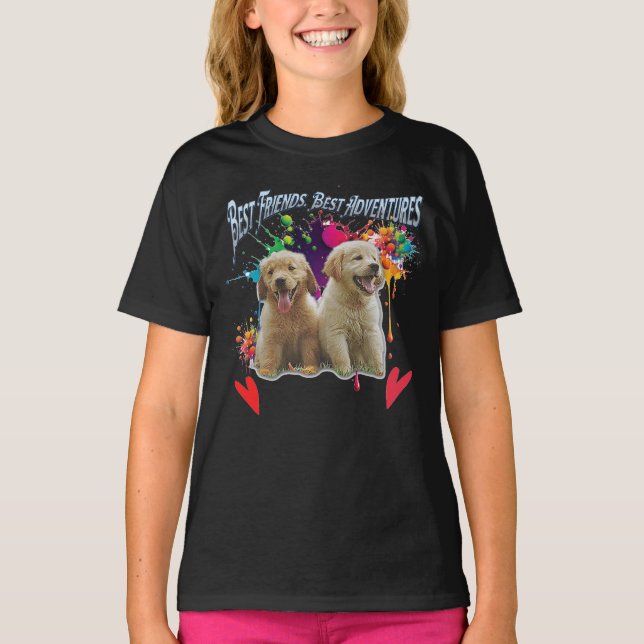 Pawsitive Vibes Only: Two Pups, Endless Adventures T Shirt (Framsida)