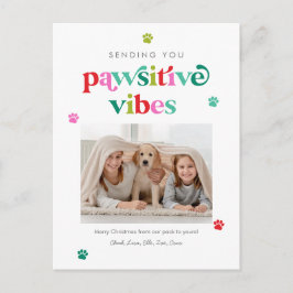 Pawsitive Vibes Redigerbar Färg Högtidlig Julkort Helg Vykort