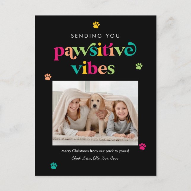 Pawsitive Vibes Redigerbar Färg Högtidlig Postkort Helg Vykort (Framsida)