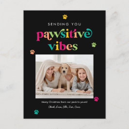 Pawsitive Vibes Redigerbar Färg Högtidligt Julkort Helg Vykort