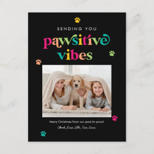 Pawsitive Vibes Redigerbar Färg Högtidligt Julkort Helg Vykort