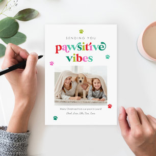 Pawsitive Vibes Redigerbar Färg Julkort för Husdju