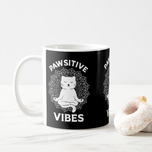 Pawsitive Vibes Zen Kattunge Owners Cat Mamma & Pa Kaffemugg (Med munk)