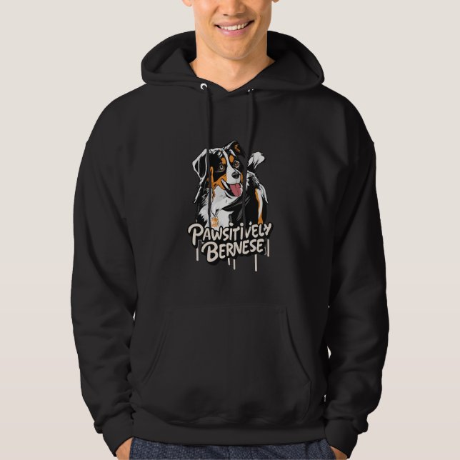 Pawsitively Bernese Graffiti - Bernese Hundälskare Hoodie (Framsida)