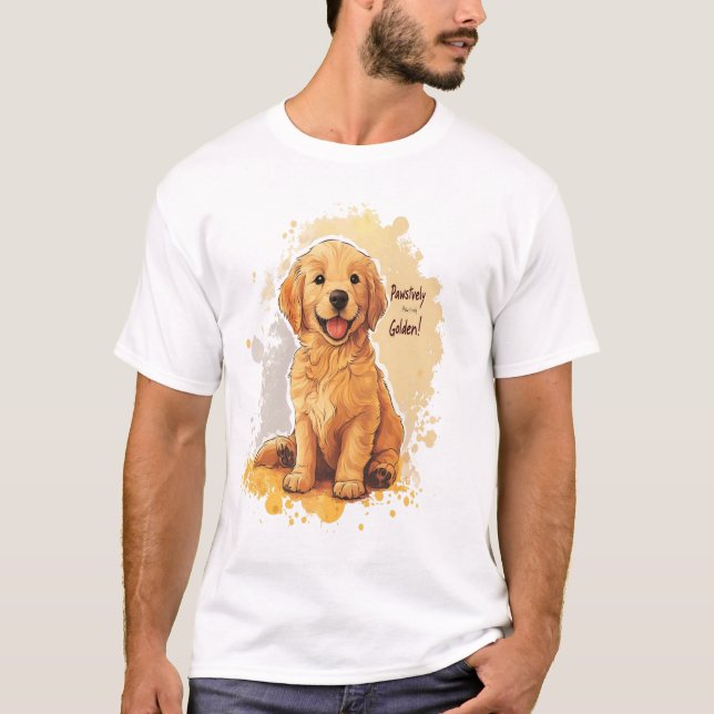 Pawsitively Golden - Stänk Art Stil Golden Retri T Shirt (Framsida)