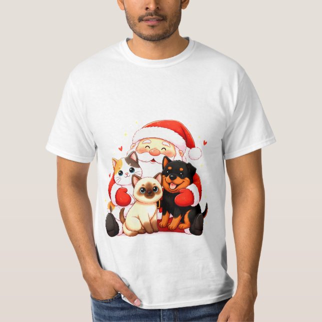 Pawsitively Huggable: Santa’s Snuggle Squad T Shirt (Framsida)