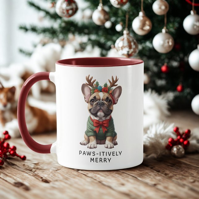 Pawsitively Merry Fransk Bulldog Frenchie Coffee Mugg (Skapare uppladdad)