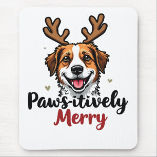 Pawsitively Merry Funny Jul Hund Reindeer Musmatta