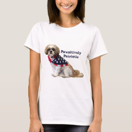 Pawsitively patriotiska Shih Tzu Lhasa Apso T Shirt