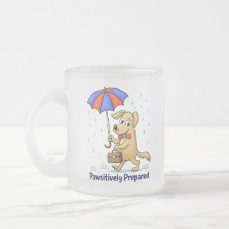 Pawsitively Prepared – Cute Dog with Umbrella Frostad Glasmugg