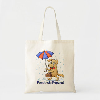 Pawsitively Prepared – Cute Dog with Umbrella Tygkasse