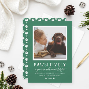 Pawsitively Unforgettable Year Green Dog Photo Julkort