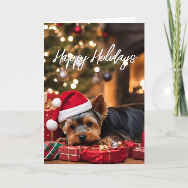 Pawsitively Yorkie Helgdag Card Kort (Framsida)