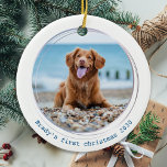 Pawsivt Covid Quarantine Blue Hund Pet Photo Julgransprydnad Keramik<br><div class="desc">Pawsivt bästa år någonsin! Enligt hundar! Dekorera träd eller skicka en speciell gåva med den här toppen anpassningsbarna för söta personliger som husdjur till fotojultomdekoration. Denna roliga pandemiska karantänprydnad vid hund kommer att vara en favorit bland alla hundälskare. Lägg till din hund foto och anpassa dig med namn och år....</div>