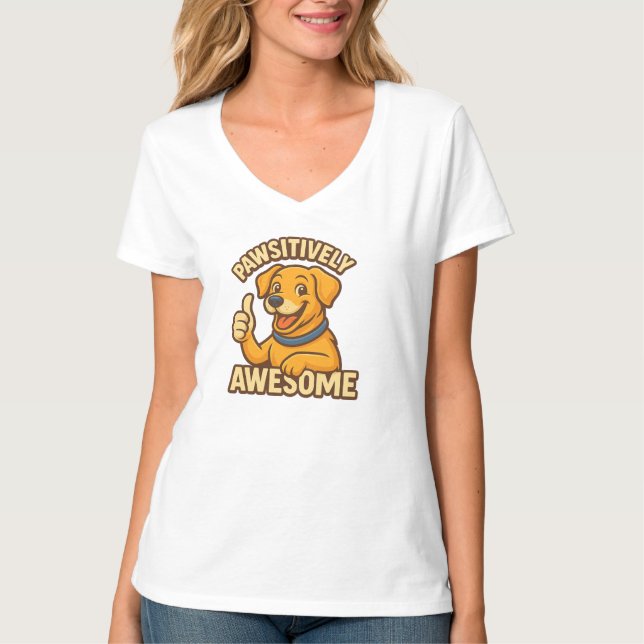 Pawsivt Fantastisk Hund älskare T-Shirt - Cute Pup (Framsida)