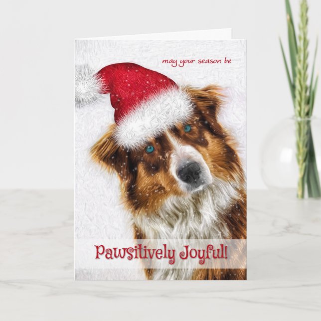 Pawsivt Glatta Australian shepherd Santa Helgkort (Framsida)