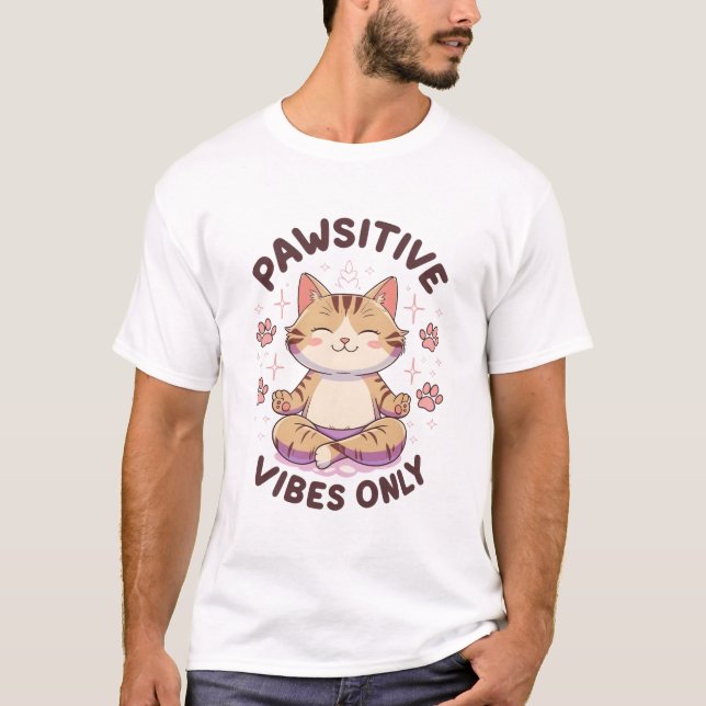 Pawsivt ljus Endast kute Yoga Cat Design T Shirt (Framsida)