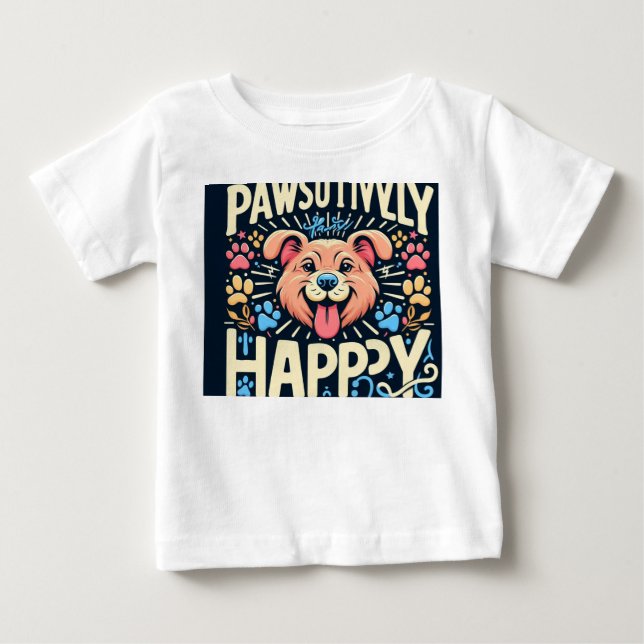 Pawsivt Lycklig T Shirt (Framsida)