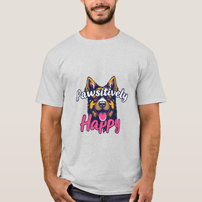 Pawsivt Lycklig T Shirt (Framsida)