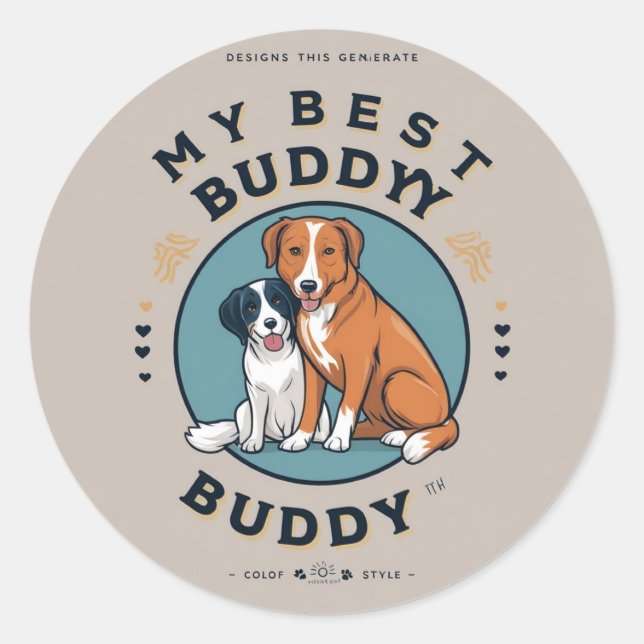 Pawsome Buddy Sticker Runt Klistermärke (Framsida)