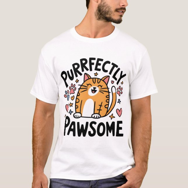 Pawsome Cat Lover T Shirt (Framsida)