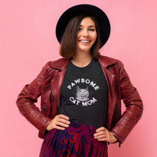 Pawsome Cat Mamma - Personalizable Cat Photo T Shirt