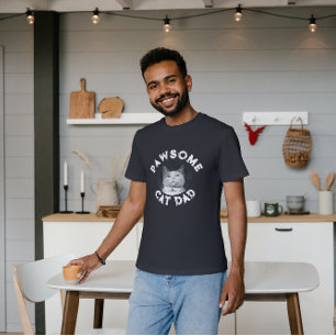 Pawsome Cat Pappa - Personalizable Cat Photo T Shirt