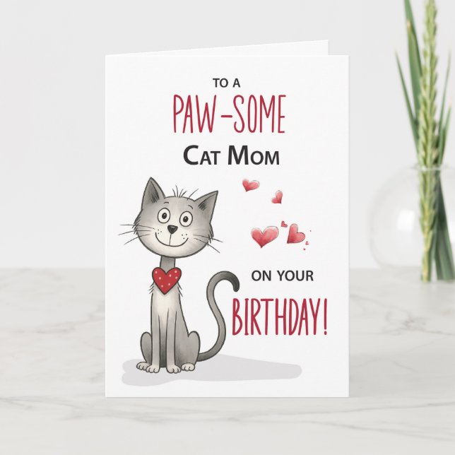 Pawsome Cat Pet Mamma Funny Birthday Kort (Framsida)