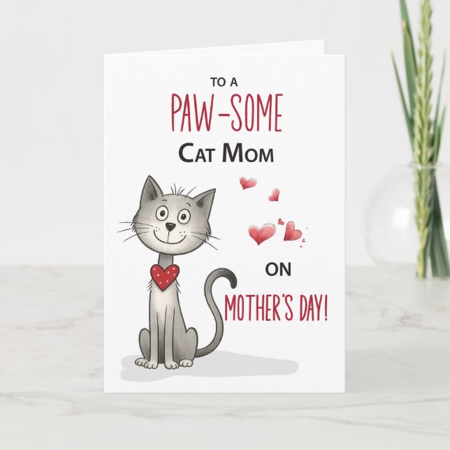 Pawsome Cat Pet Mamma Whimsical Mors dag Kort (Framsida)