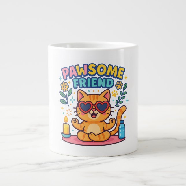 Pawsome Friend Because Every Cat Deserves Love  Jumbo Mugg (Framsidan)