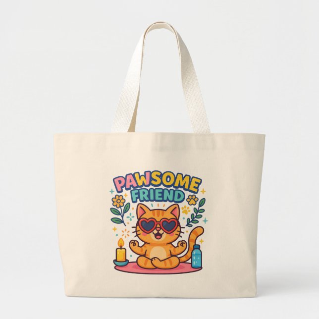 Pawsome Friend Because Every Cat Deserves Love Jumbo Tygkasse (Framsidan)