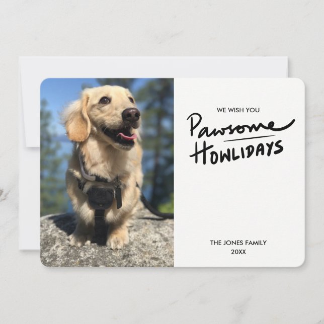 Pawsome Howlidays | Hund Photo Helgdag Card Julkort (Framsida)
