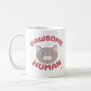 Pawsome Human Coola Cat Tecknad Stil Kaffemugg