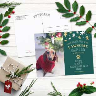 Pawsome Julhelg Pet Helgdag Photo Meddelande Vykort