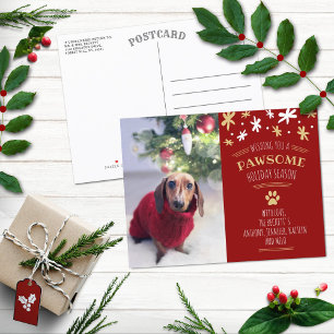 Pawsome Julhelg Pet Helgdag Photo Meddelande Vykort