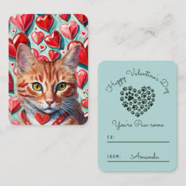 "Pawsome" Orange Tabby katt Classroom Valentine Anteckningskort